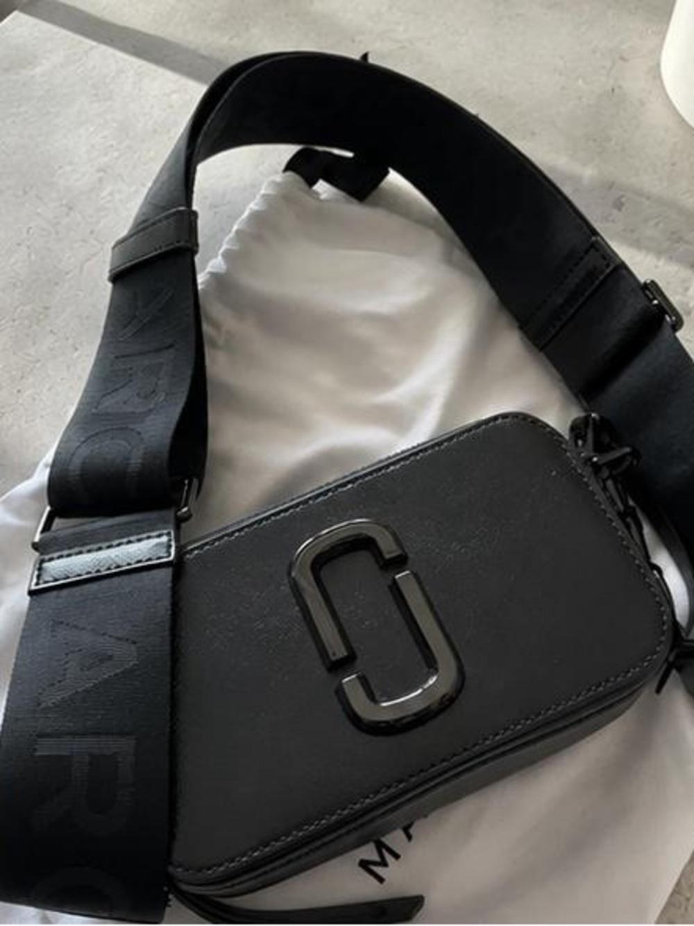 Marc Jacobs Black Double J Belt Bag with Branded Strap